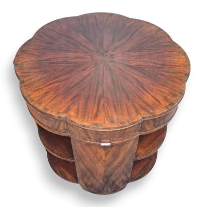 Art Deco Flame Mahogany Library Coffee Table with Pull Out Leaves