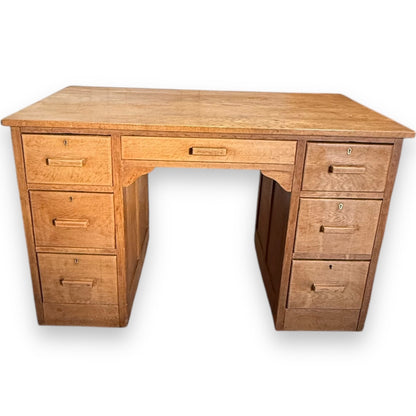 Vintage Art Deco oak desk for a home office interior – elegant antique furniture