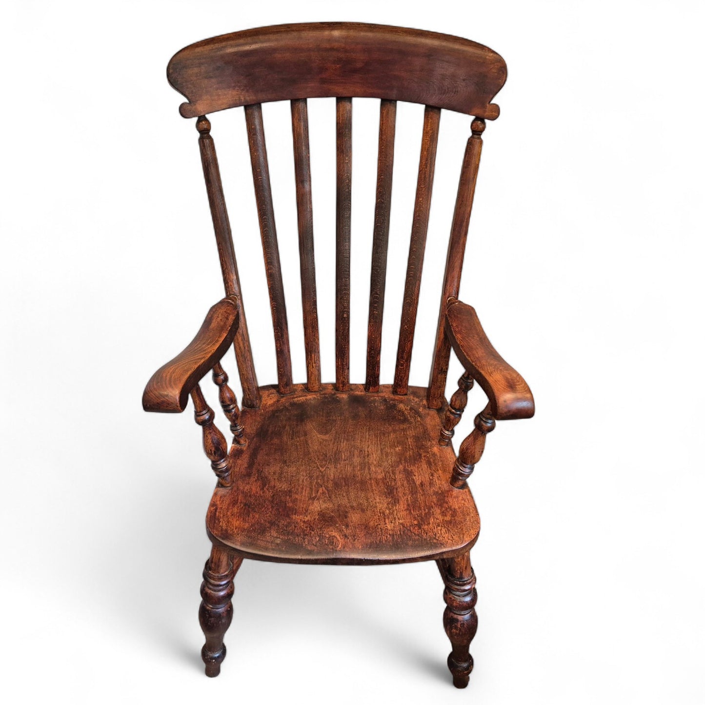 High lath-back Windsor chair c1900 – restored antique oak and elm furniture by Avego Antiques