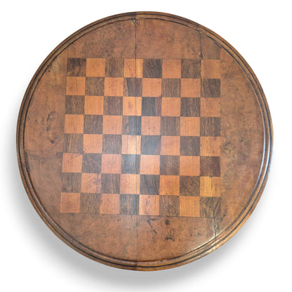 Antique games table with checkerboard inlay
