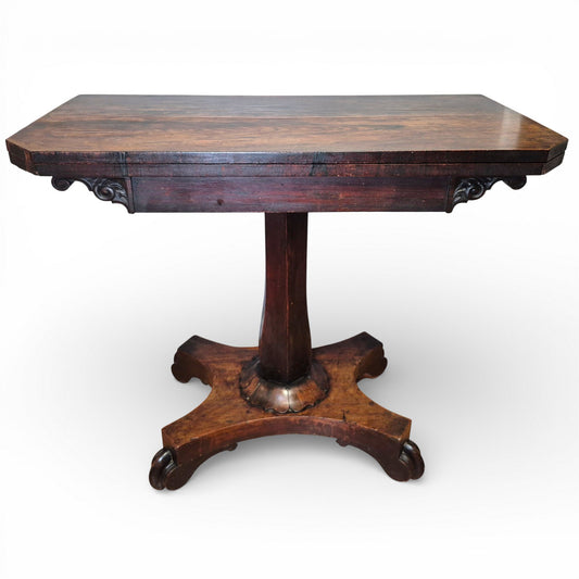 Antique Victorian rosewood folding card table games table 92 cm