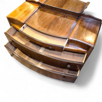 Drawer interiors and fitted compartments of Art Deco Lebus dressing table