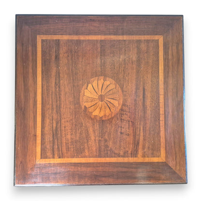 Edwardian mahogany bookcase top with line inlay and floral marquetry detail