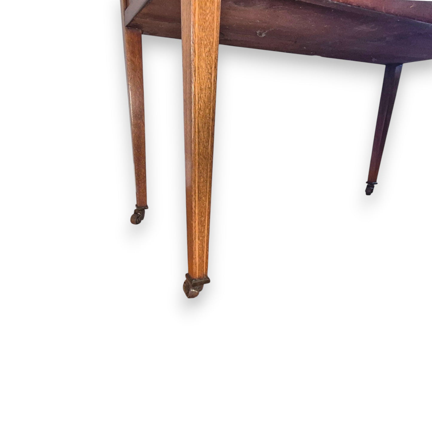Antique dressing table castor leg detail showing age-related wear and character