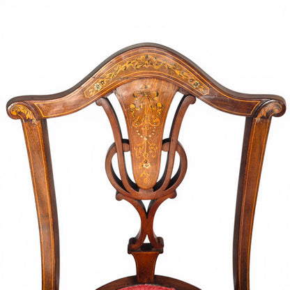 Antique Edwardian Inlaid Mahogany Side Chair | Floral Detail Occasional Chair c1900