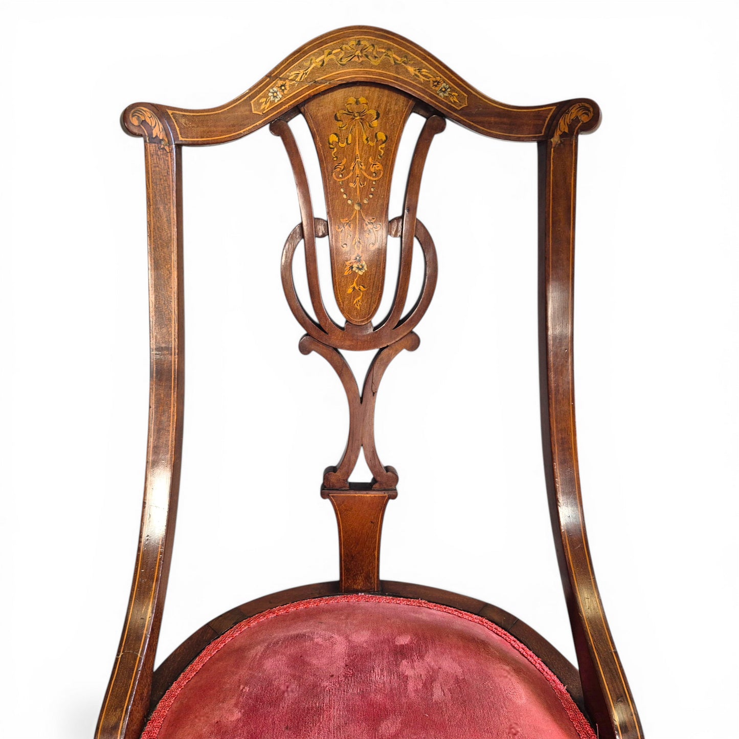 Antique Edwardian Inlaid Mahogany Side Chair | Floral Detail Occasional Chair c1900