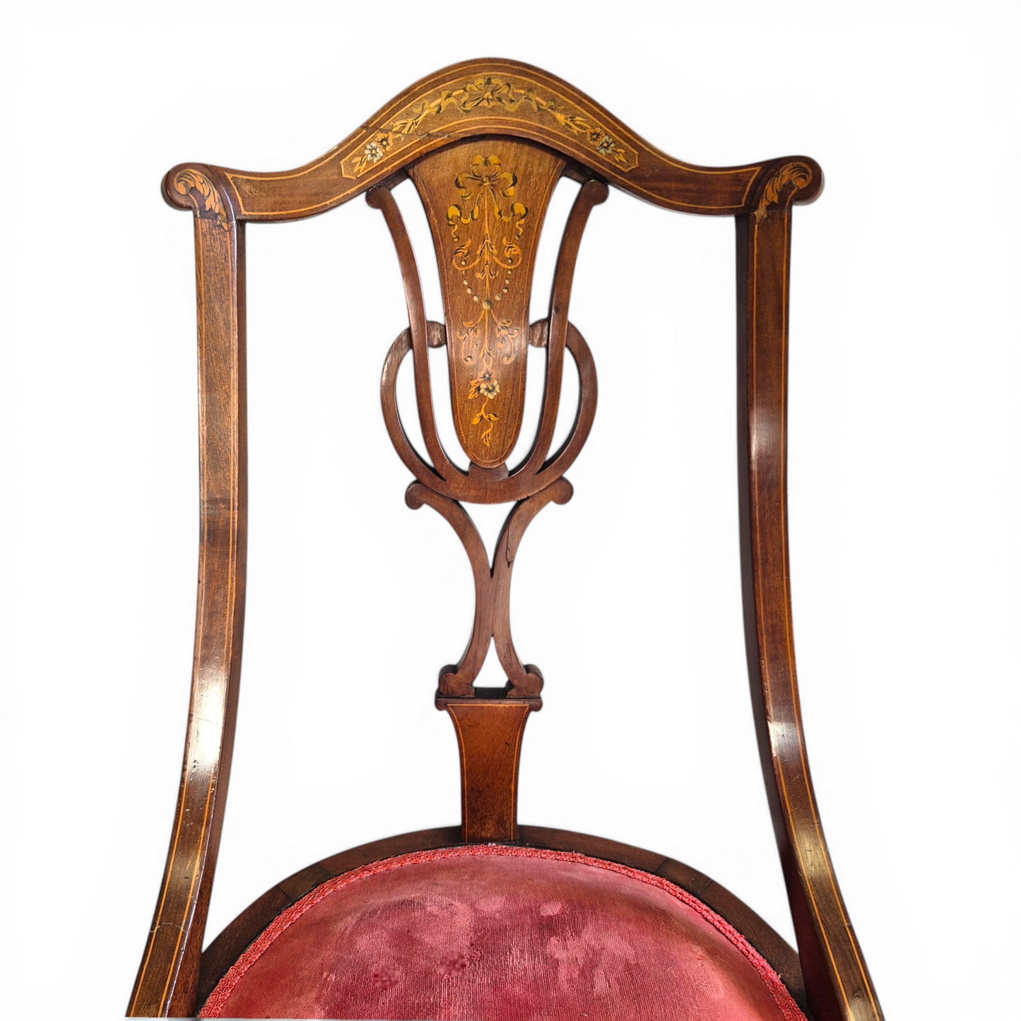 Antique Edwardian Inlaid Mahogany Side Chair | Floral Detail Occasional Chair c1900