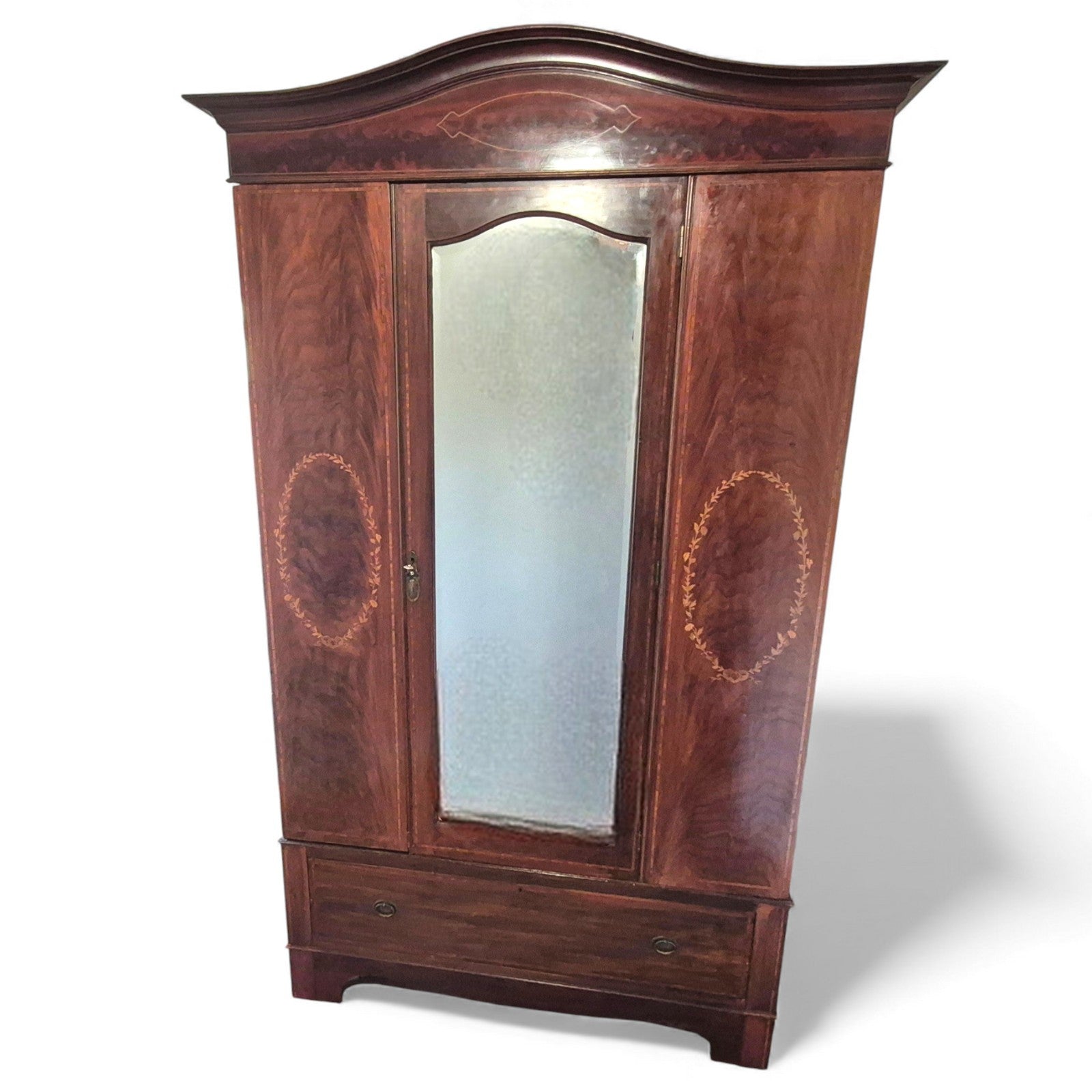 Edwardian mahogany wardrobe with mirrored door