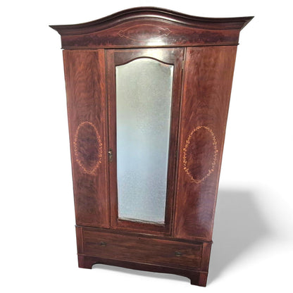 Edwardian mahogany wardrobe with mirrored door