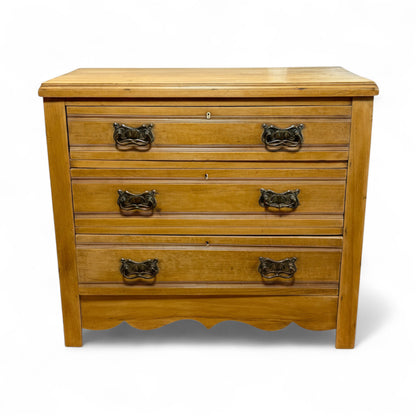 Edwardian pine chest of drawers with brass handles circa early 1900s