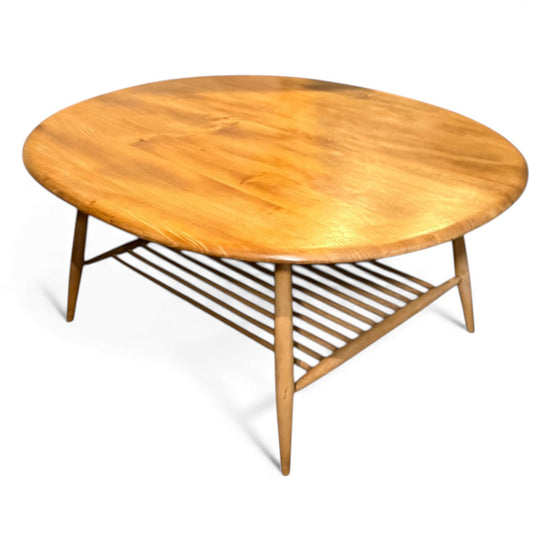 Vintage Ercol Model 454 blonde coffee table with elm top and beech legs