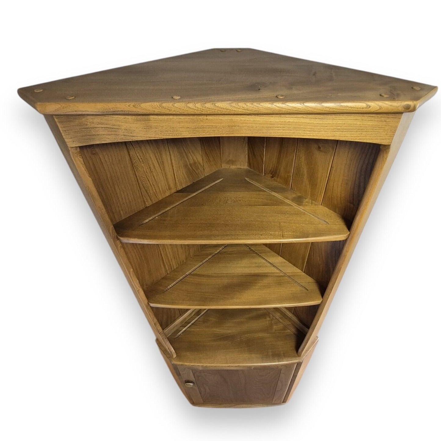 Mid-century Ercol cupboard – top profile showing triangular corner design