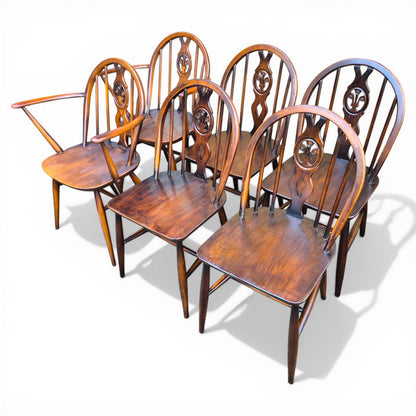 ercol windsor dining chairs set of 6 elm beech vintage uk