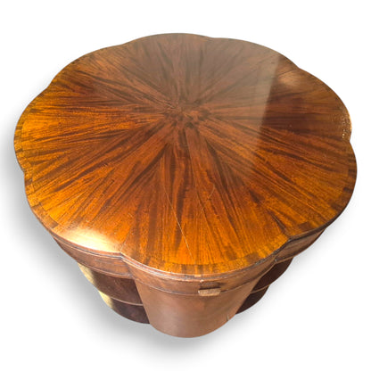 Art Deco Flame Mahogany Library Coffee Table with Pull Out Leaves