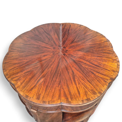 Art Deco Flame Mahogany Library Coffee Table with Pull Out Leaves