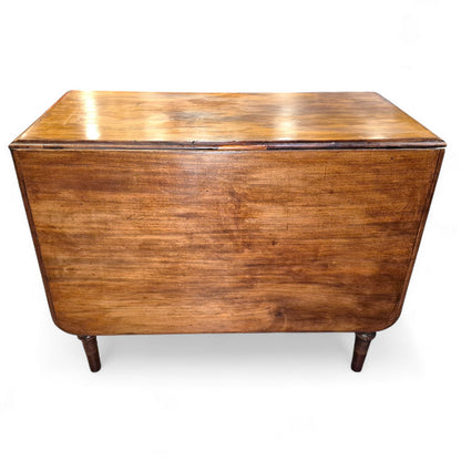 Folded gateleg mahogany table side view