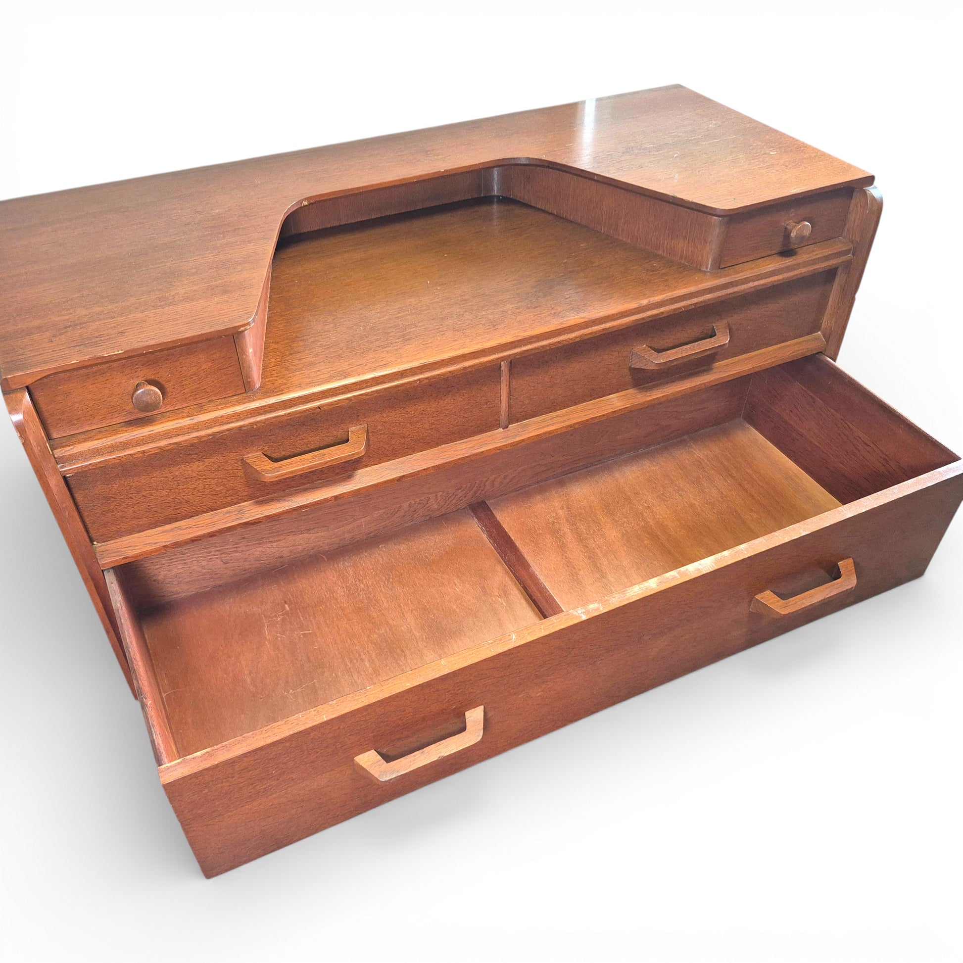 Vintage G Plan Fresco jewellery drawer compartments in teak dressing table