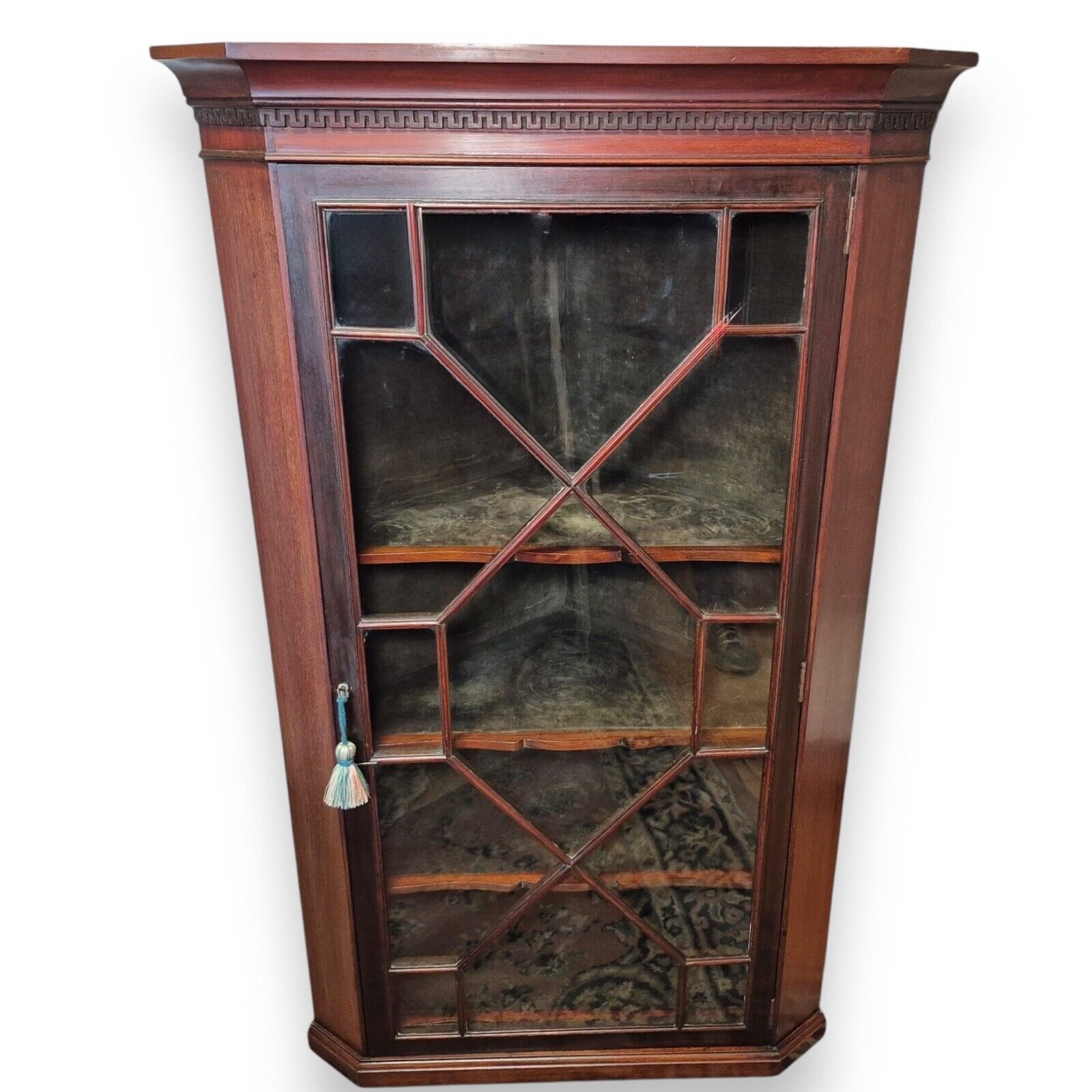 George III antique mahogany corner cabinet – front view