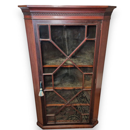 George III antique mahogany corner cabinet – front view