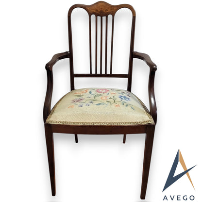 Georgian walnut armchair with needlework seat circa 1800