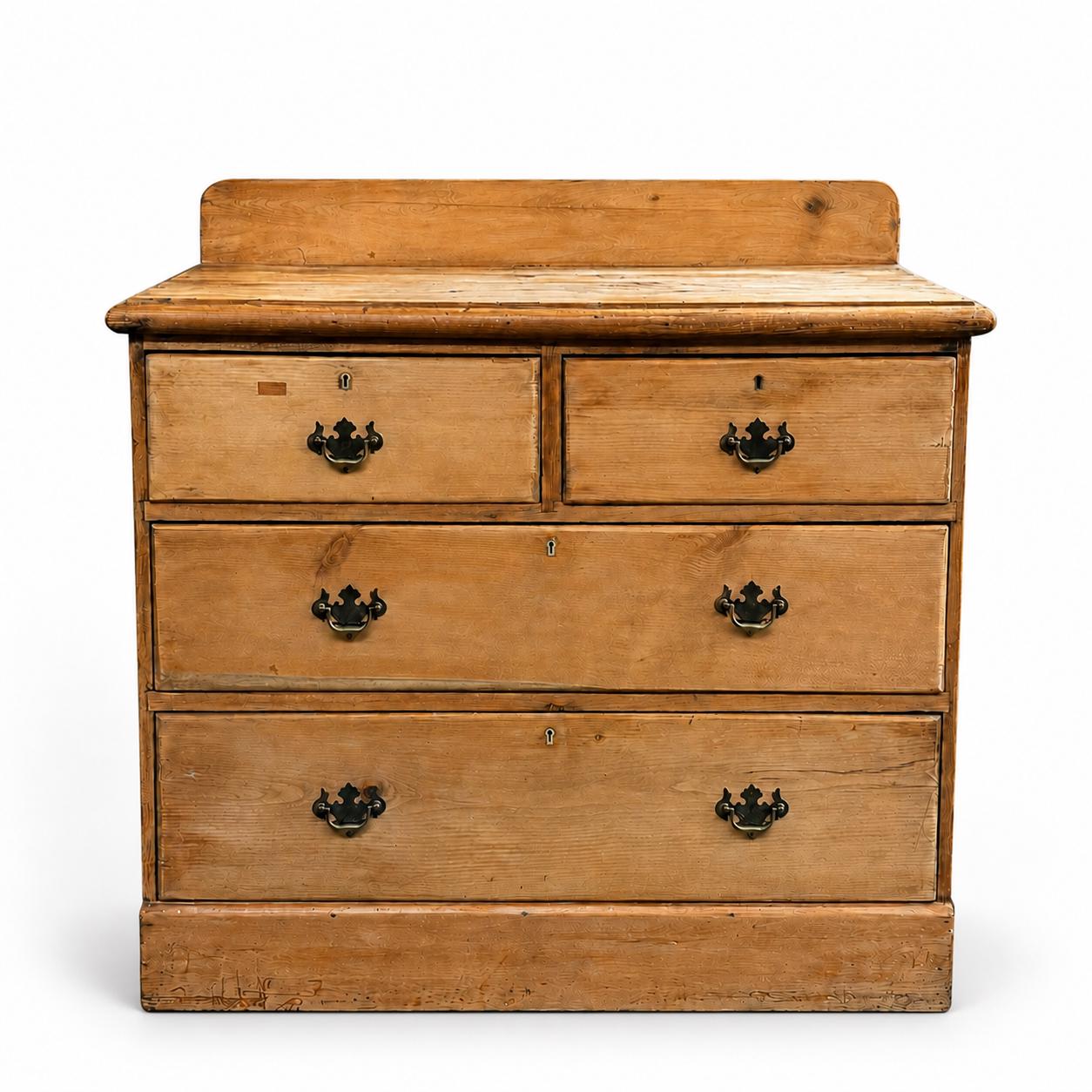 Antique Pitch Pine Chest of Drawers | Natural Waxed 2 Over 2 Pine Chest