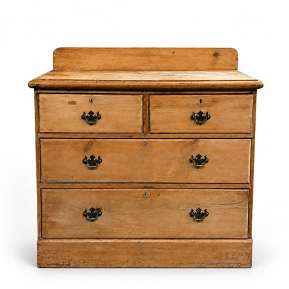 Antique Pitch Pine Chest of Drawers | Natural Waxed 2 Over 2 Pine Chest