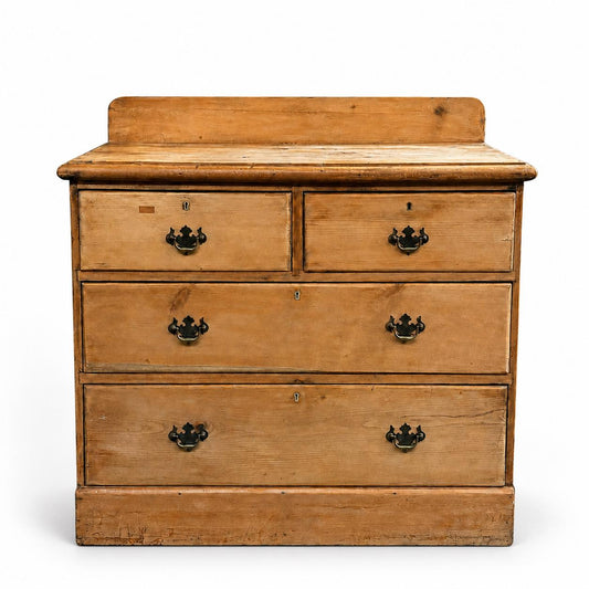 Antique Pitch Pine Chest of Drawers | Natural Waxed 2 Over 2 Pine Chest