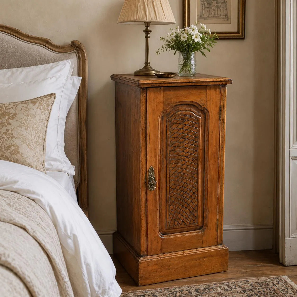 Antique French Provincial Mahogany Pot Cupboard c.1890–1910 | Rustic Bedside Cabinet