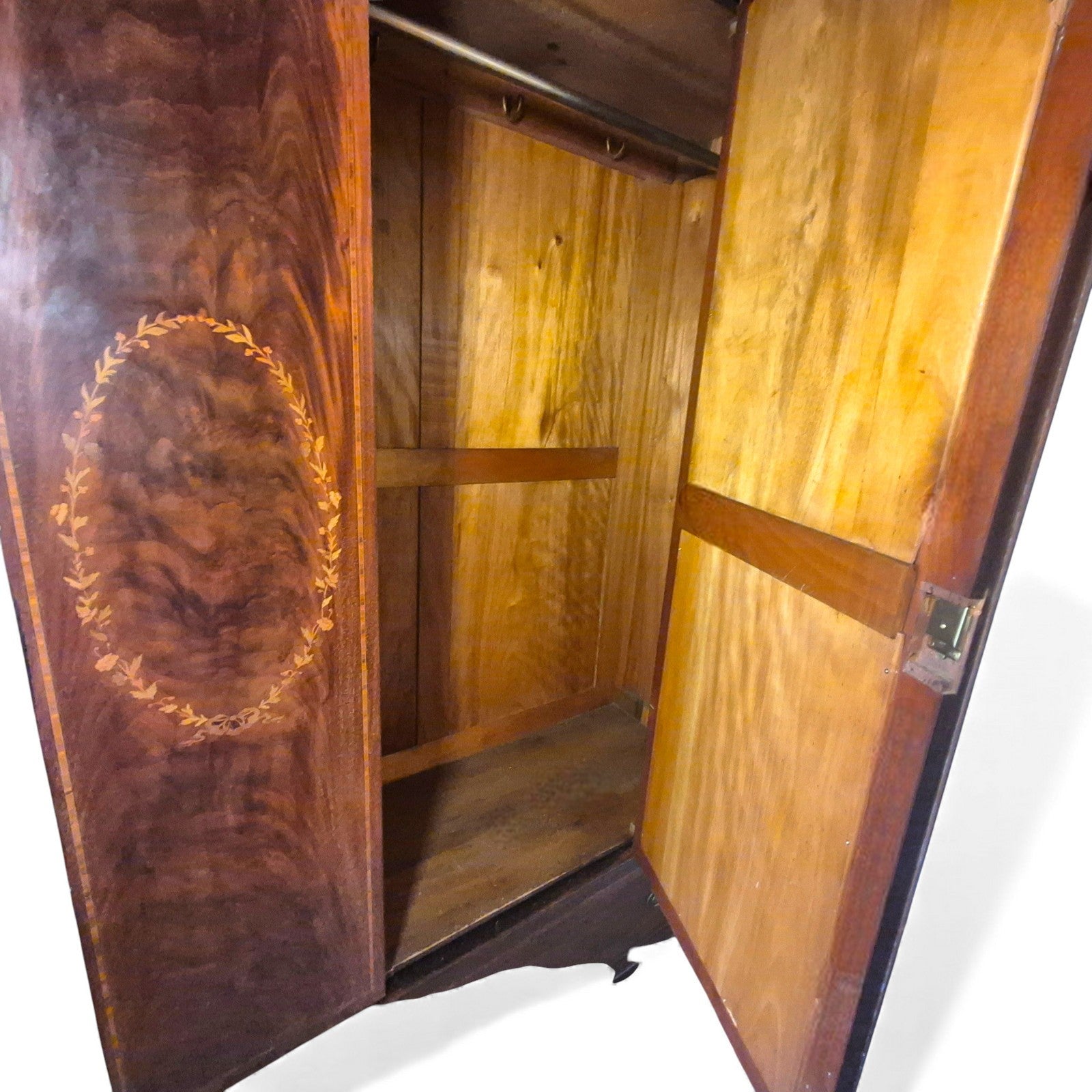 Wardrobe interior with hanging rail and hooks