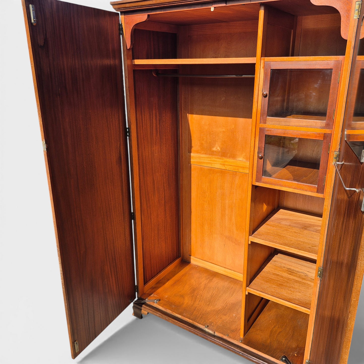 Antique Maple & Co Gentleman’s Wardrobe – Burr Walnut Compactum Armoire