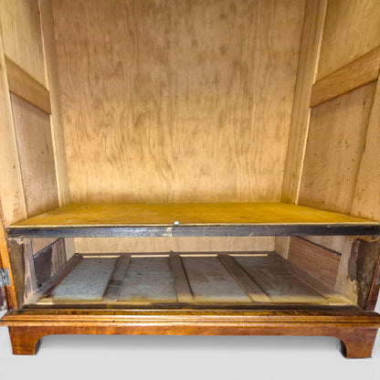 Antique Art Nouveau Gentleman’s Wardrobe | Mahogany Armoire with Floral Inlay | Compact Bedroom Wardrobe