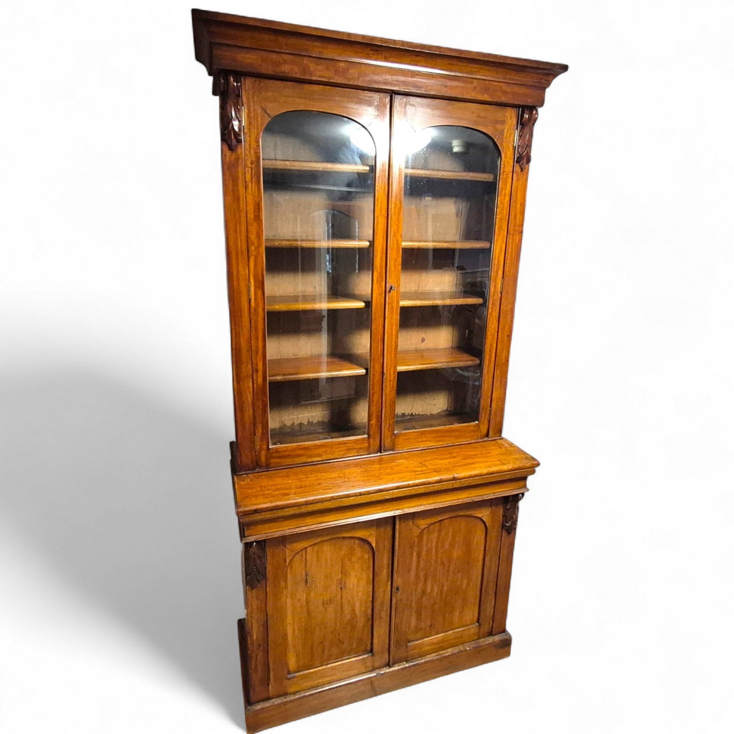 Arched Glazed Doors on Antique Mahogany Cabinet