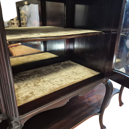 W Walker & Sons London antique mahogany curio cabinet with mirror back