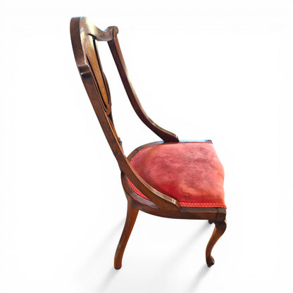 Antique Edwardian Inlaid Mahogany Side Chair | Floral Detail Occasional Chair c1900