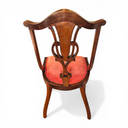 Antique Edwardian Inlaid Mahogany Side Chair | Floral Detail Occasional Chair c1900