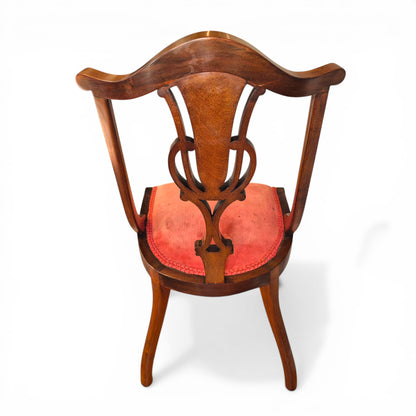 Antique Edwardian Inlaid Mahogany Side Chair | Floral Detail Occasional Chair c1900