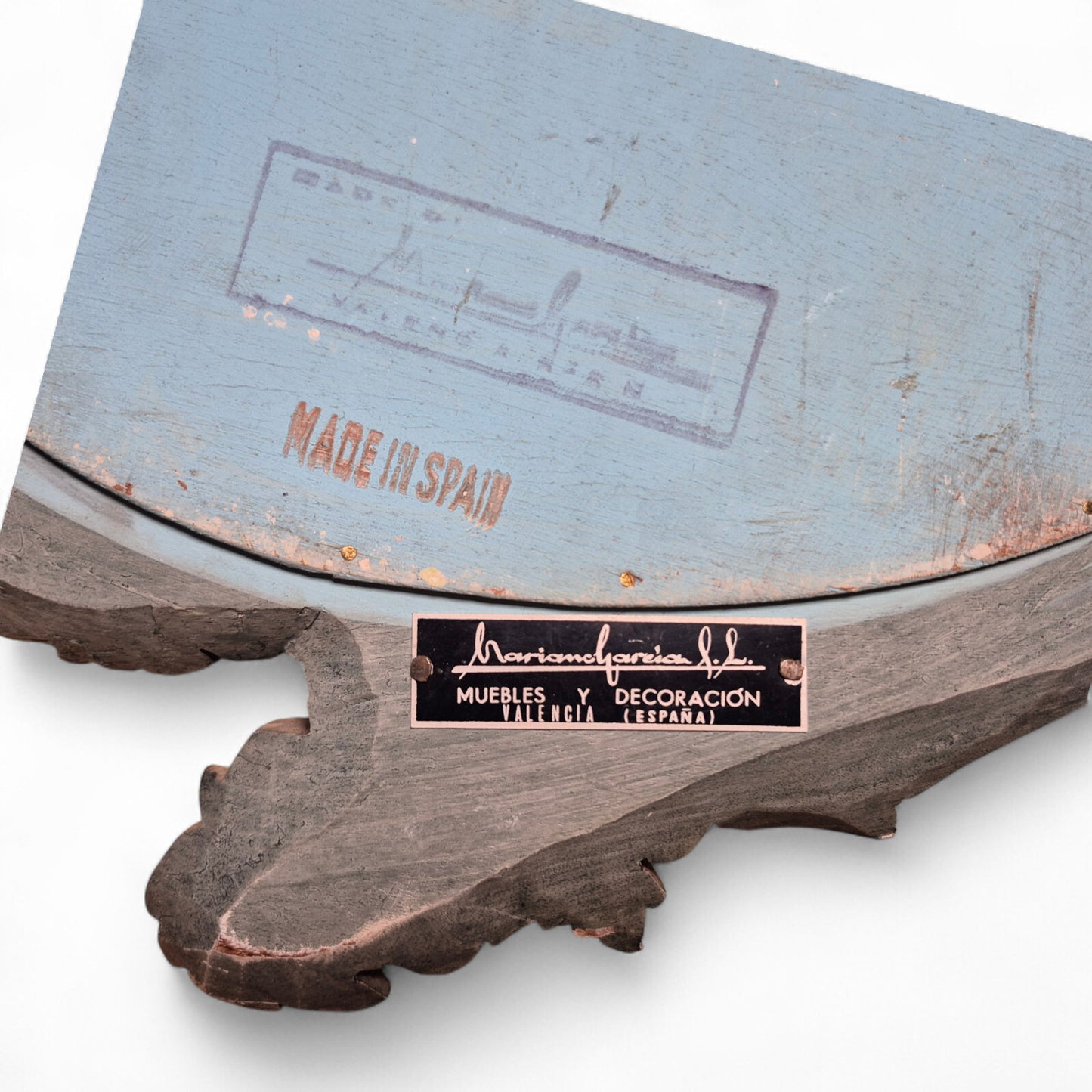 Antique-style Spanish mirror – close-up of makers detailing