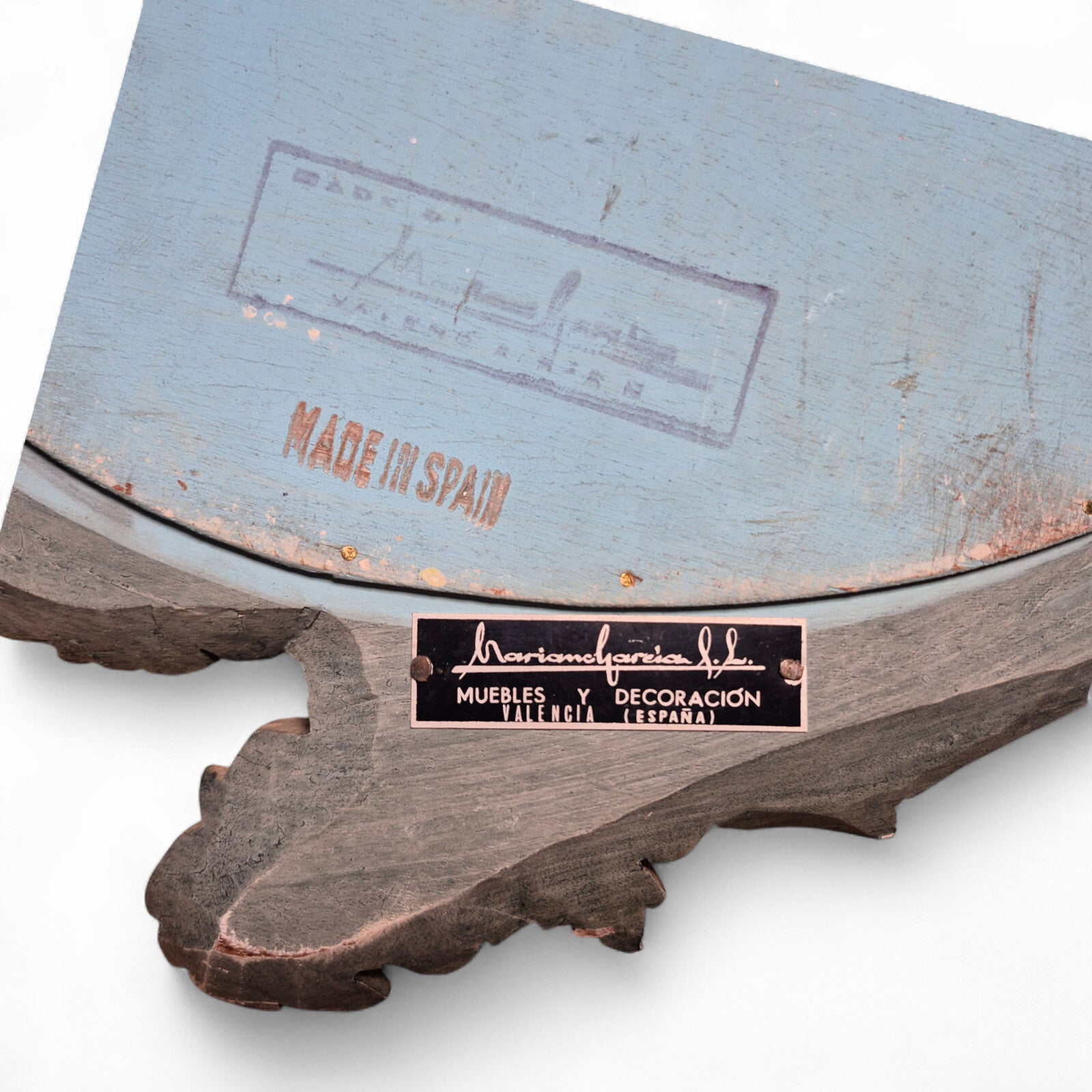 Antique-style Spanish mirror – close-up of makers detailing