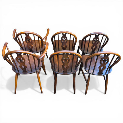 set of 6 ercol windsor chairs farmhouse dining seating rear view