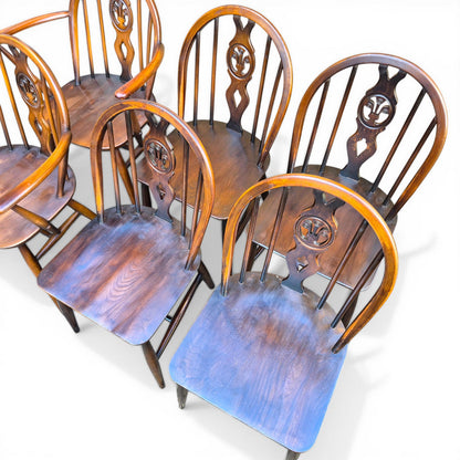 vintage ercol chairs with carvers hoop back dining set