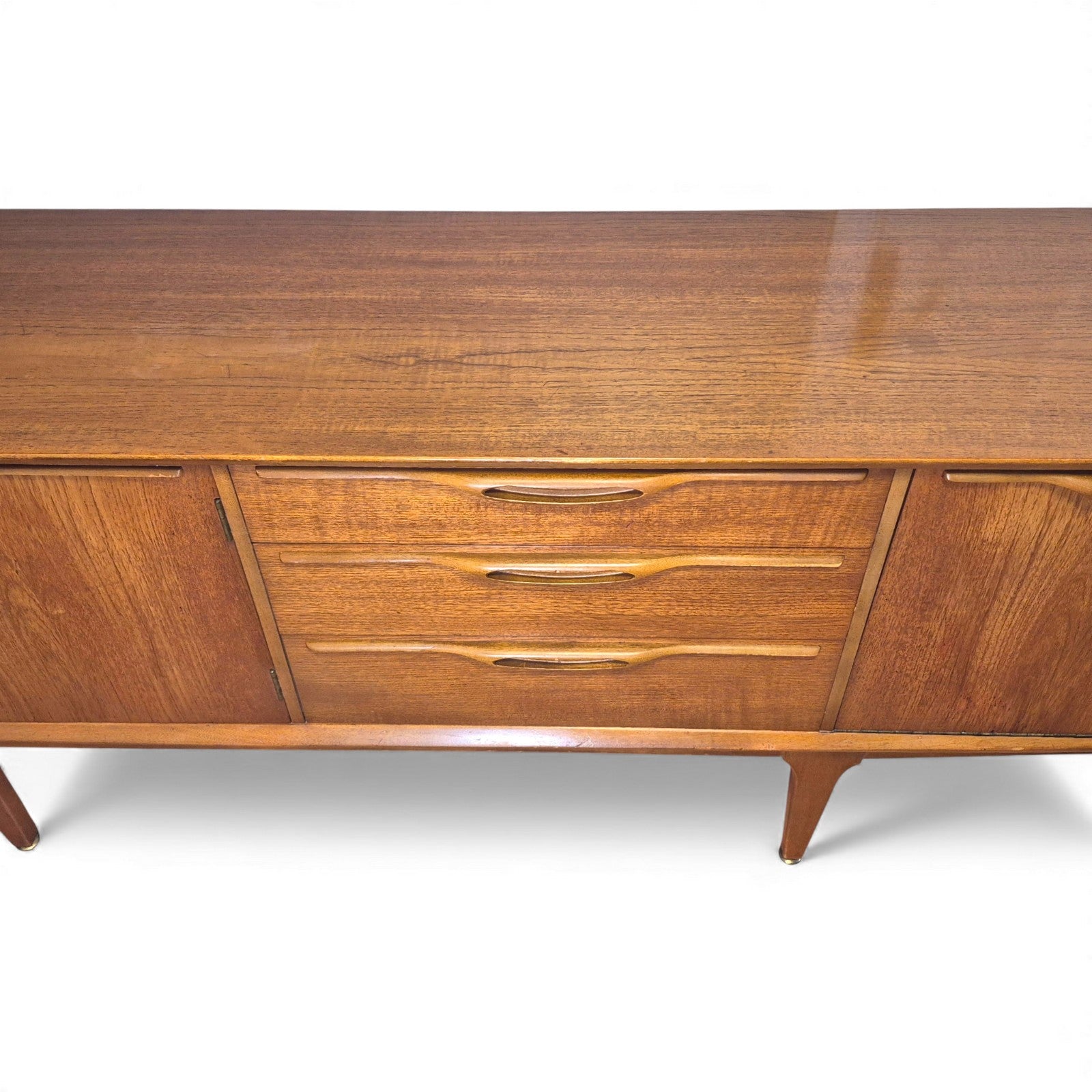 Front view 3 of 1960s Jentique teak sideboard showing drawers and cupboards
