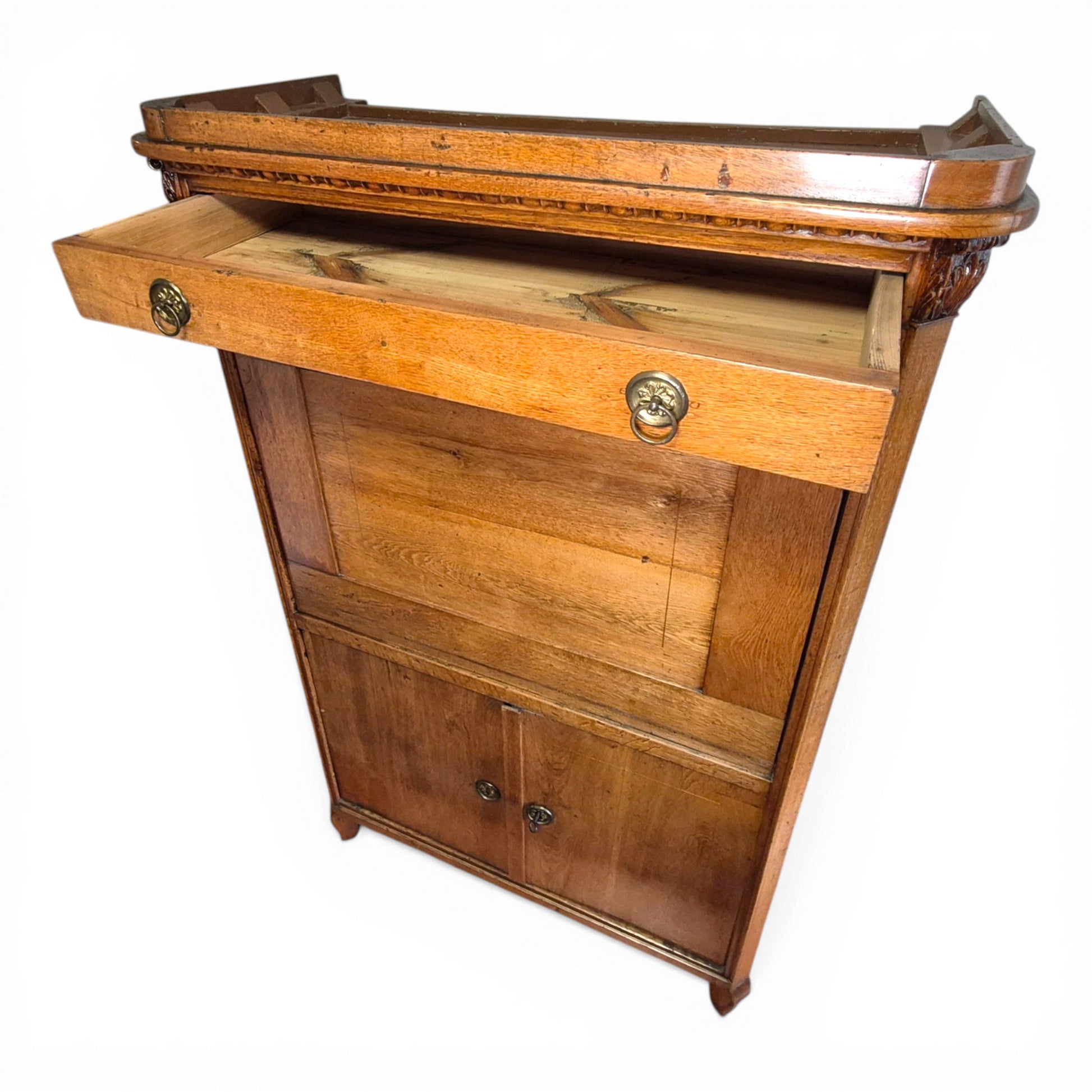 Interior of antique secretary desk top drawer