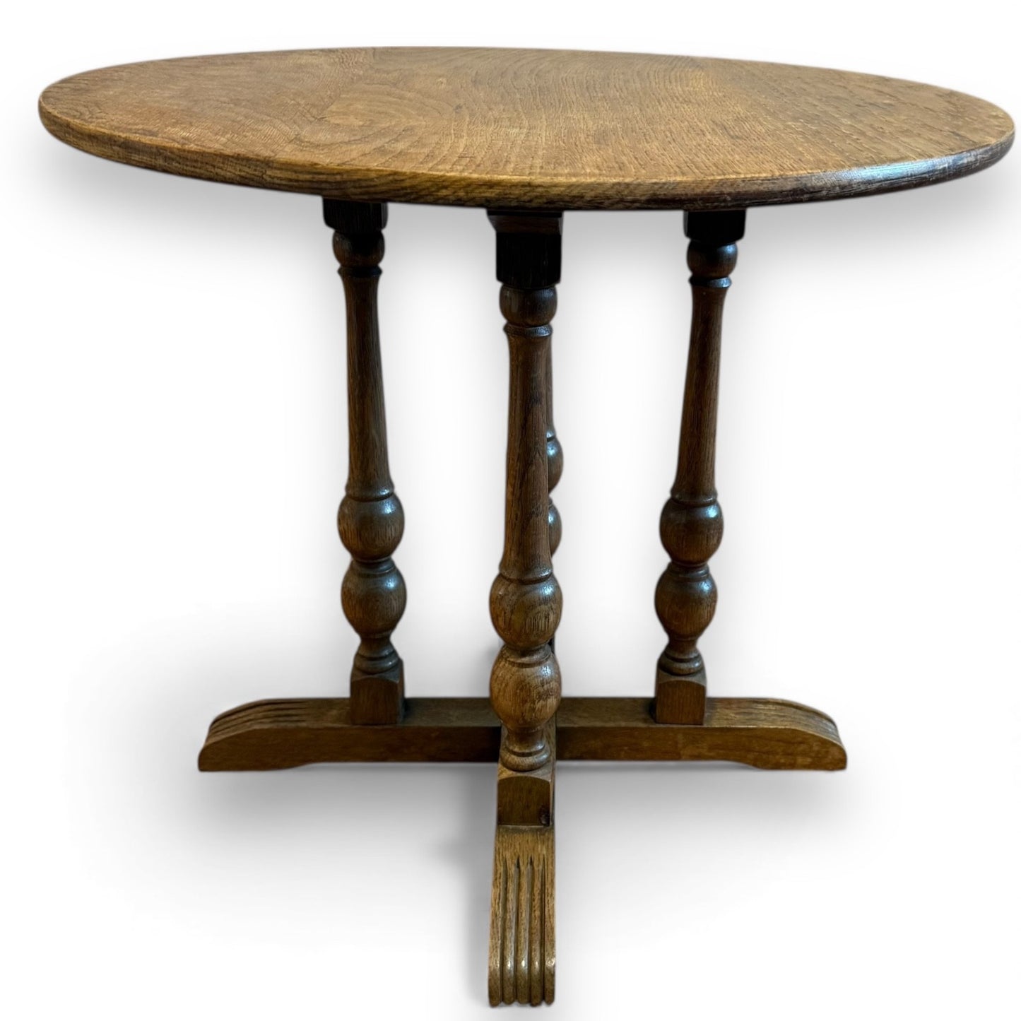 Rustic oak coffee table with baluster legs