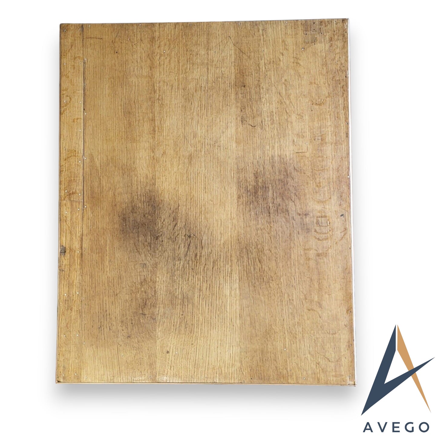 Detail of oak top with natural waxed finish on Victorian collectors chest