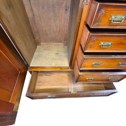 Antique Victorian Walnut Compactum Wardrobe Chifferobe Linen Press c1895