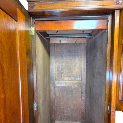 Antique walnut compactum wardrobe base drawer open showing spacious lower storage compartment
