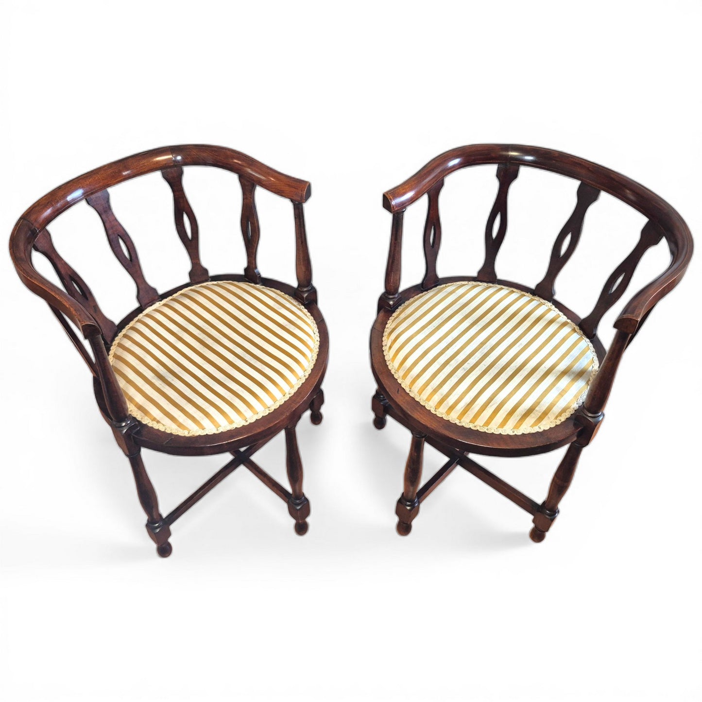 Pair of antique Victorian mahogany tub chairs with pierced splat backs