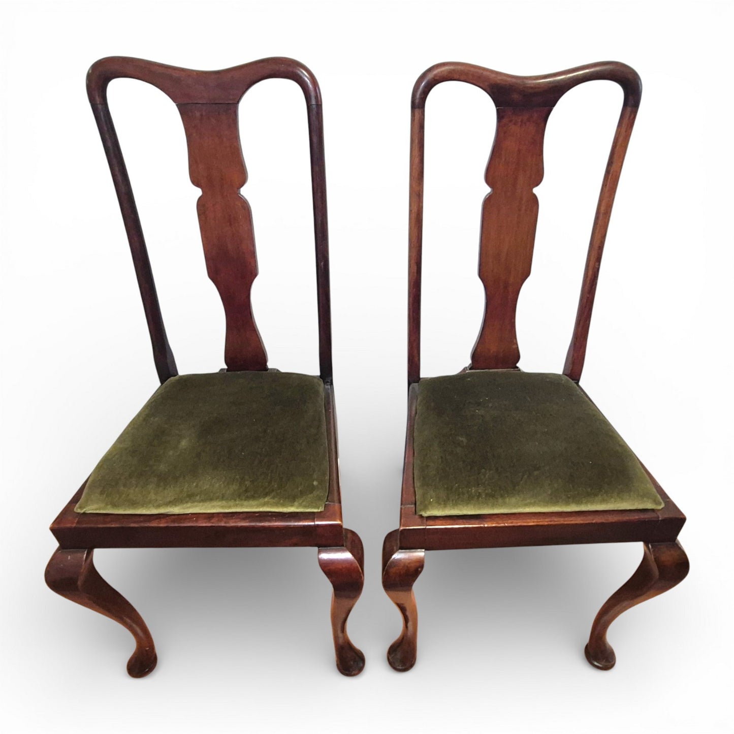 Pair of Queen Anne style mahogany dining chair set
