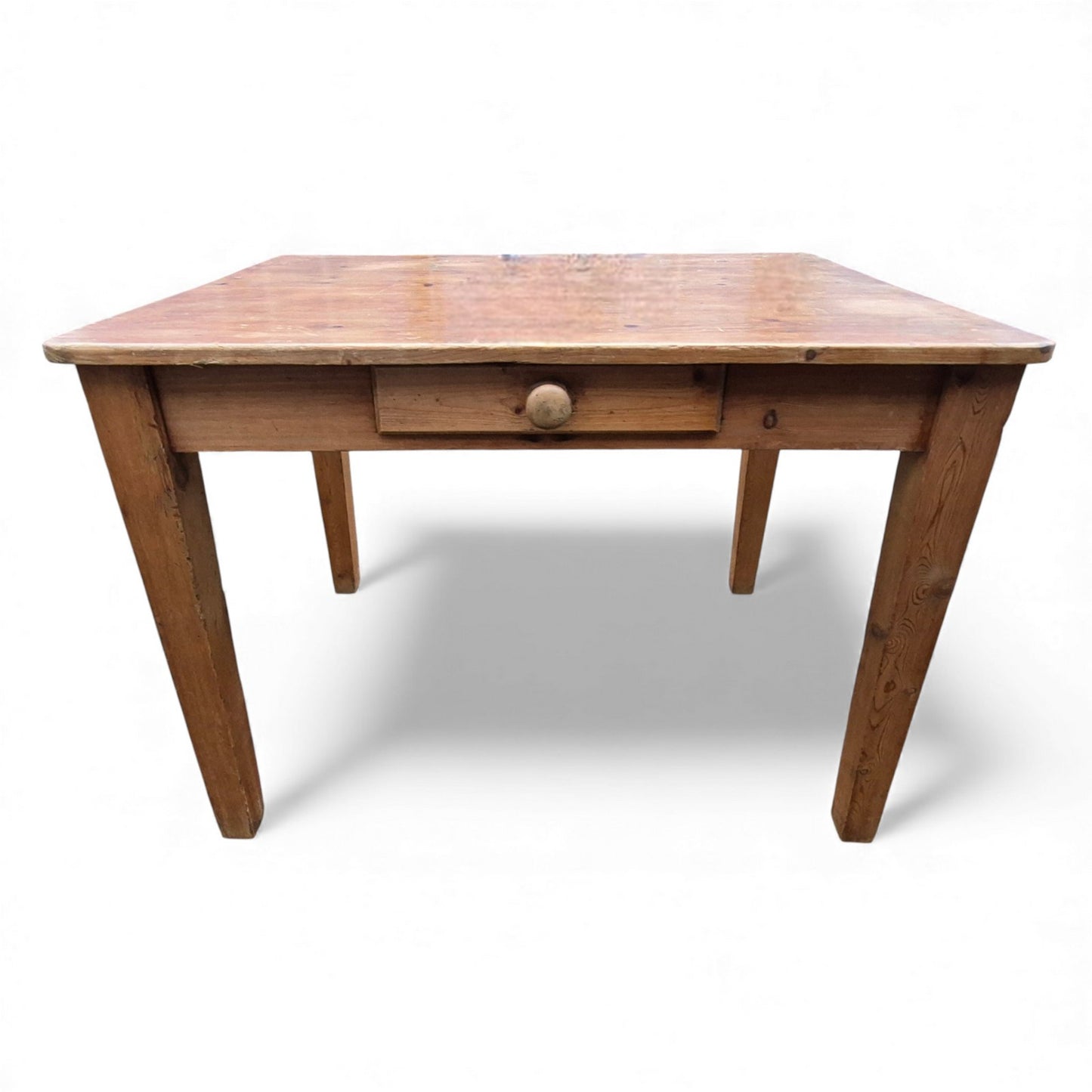 Antique pine farmhouse kitchen table with drawer