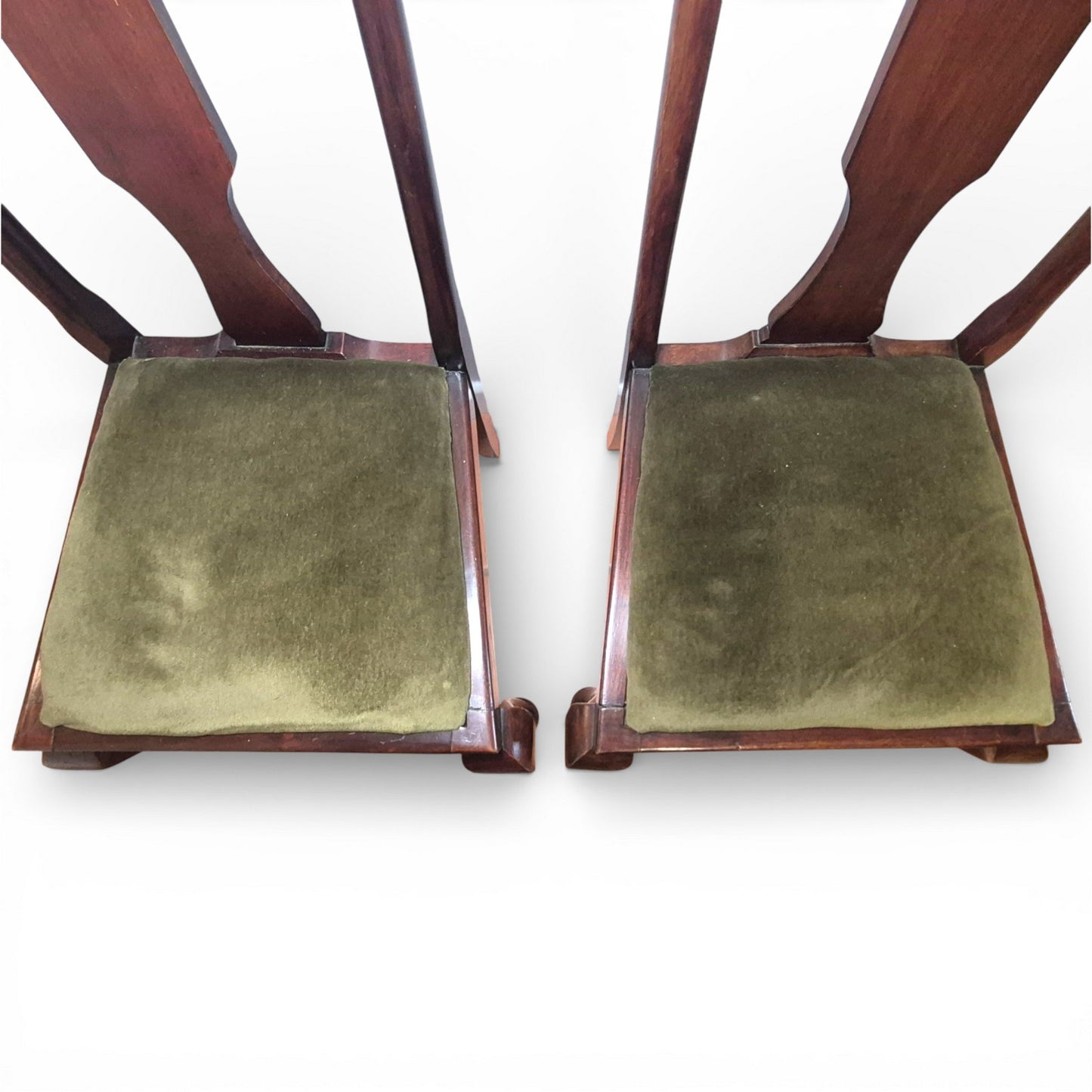 Upholstered seat detail on Queen Anne style mahogany dining chair